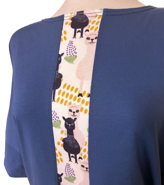 Batwing Top - Llama - Blue