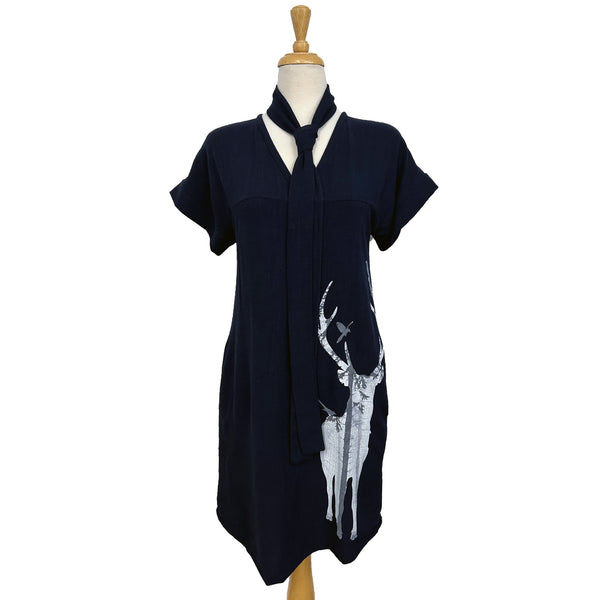 Olivia Dress - Jo the Elk - Navy - Sale