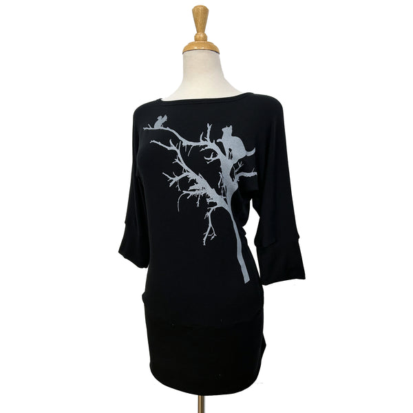 Dania Tunic - Cat and Squirrel - Black