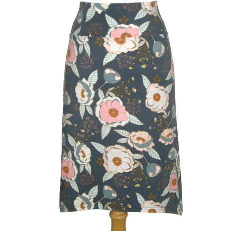 Size S - Midi Skirt - Floral Pink/Grey