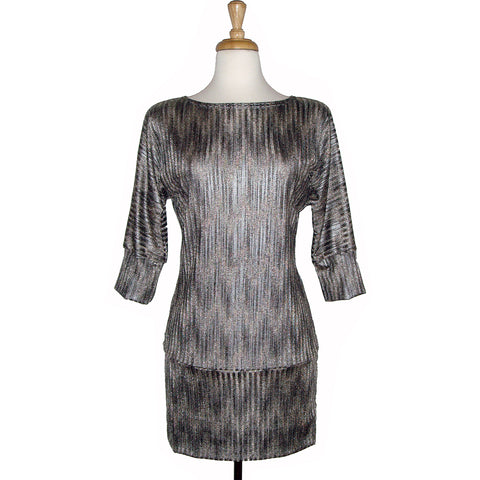 70's inspired gold chevron print glam tunic, long sweater, sweater dress.